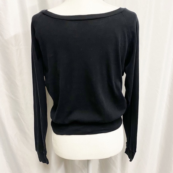 American Apparel Black Lace Raglan Sleeve Top - Picture 3 of 5